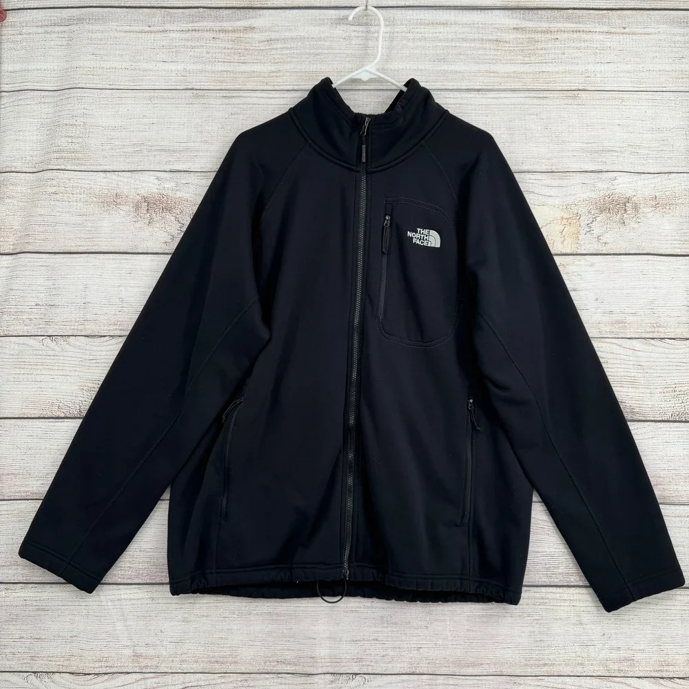 The North Face Jacket Mens XL Black Softshell Fleece Lined Full Zip NF0A35DV